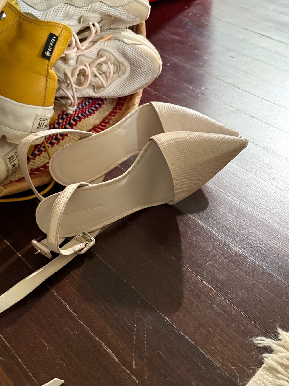 Alexander Wang Cream Pointed-Toe Slingback Heels